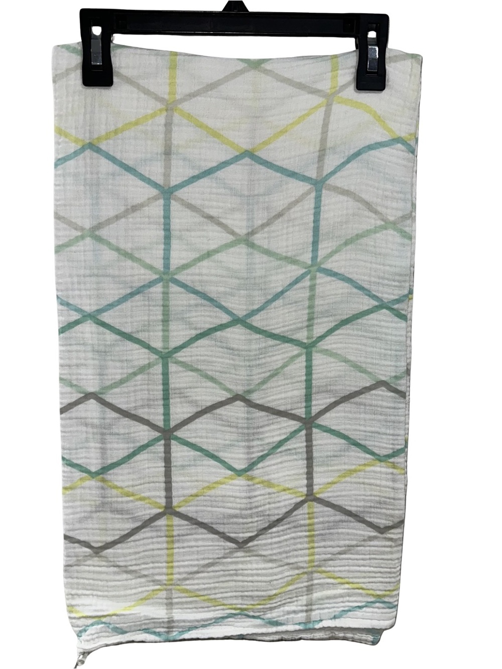 Cloud Island Muslin Swaddle Blanket Gray Mint Green Geometrical Unisex 48” x 48”